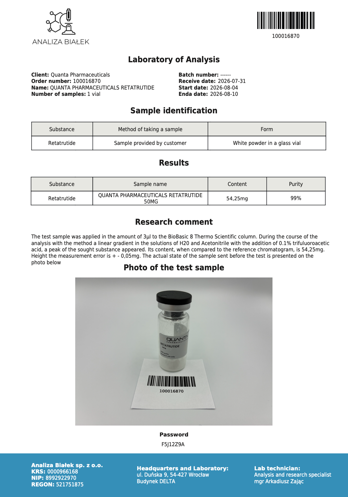 Quanta Pharma Retatrutide 50mg - Image 2